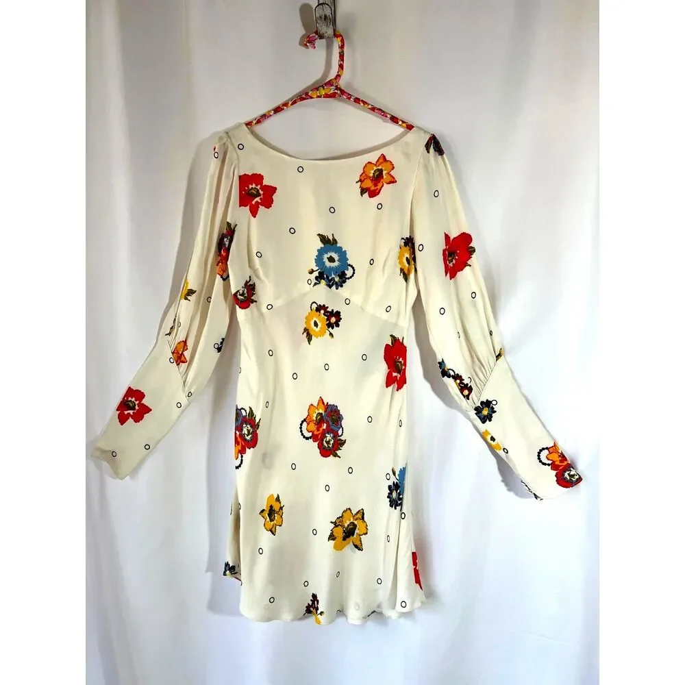 Free People Sunshadows Mini Dress Ivory Combo Boho Y2K  Hippie Indie Sz 4 $148